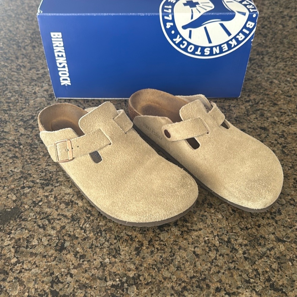 Birkenstock Tan Mules with Cork Footbed